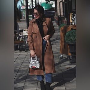 Women's Long Trench Coat - Brown